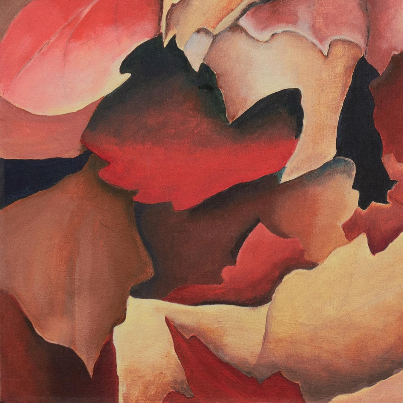'Fall Leaves', Large Autumnal Abstraction, San Diego Woman Artist - Pink Landscape Painting by Sherry Darrah