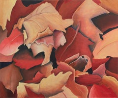 'Fall Leaves', Large Autumnal Abstraction, San Diego Woman Artist