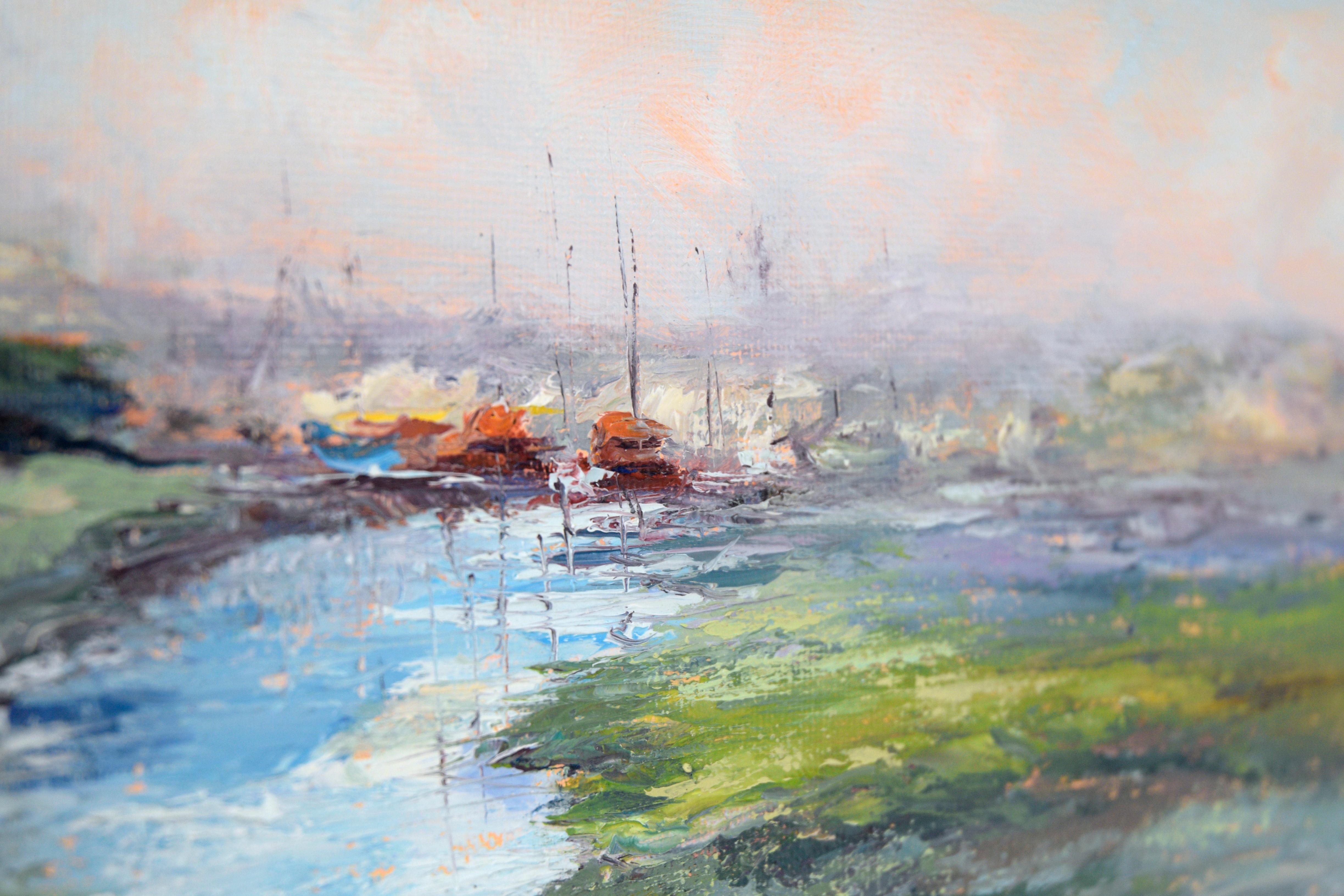 Moss Landing Landscape - Plein Air in Oil on Canvas For Sale 3