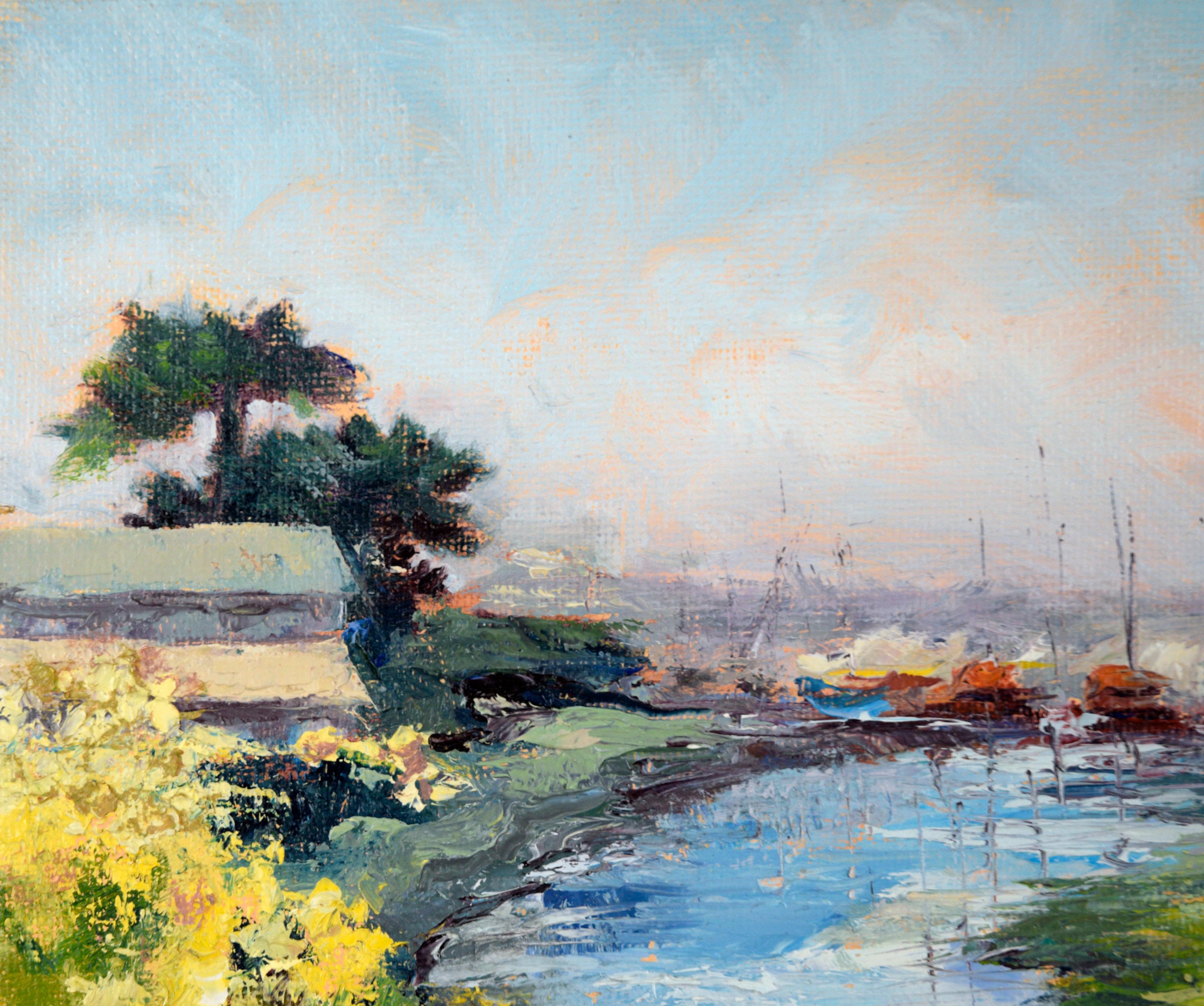 Moss Landing Landscape - Plein Air in Oil on Canvas - Painting by Sherry DiLulo