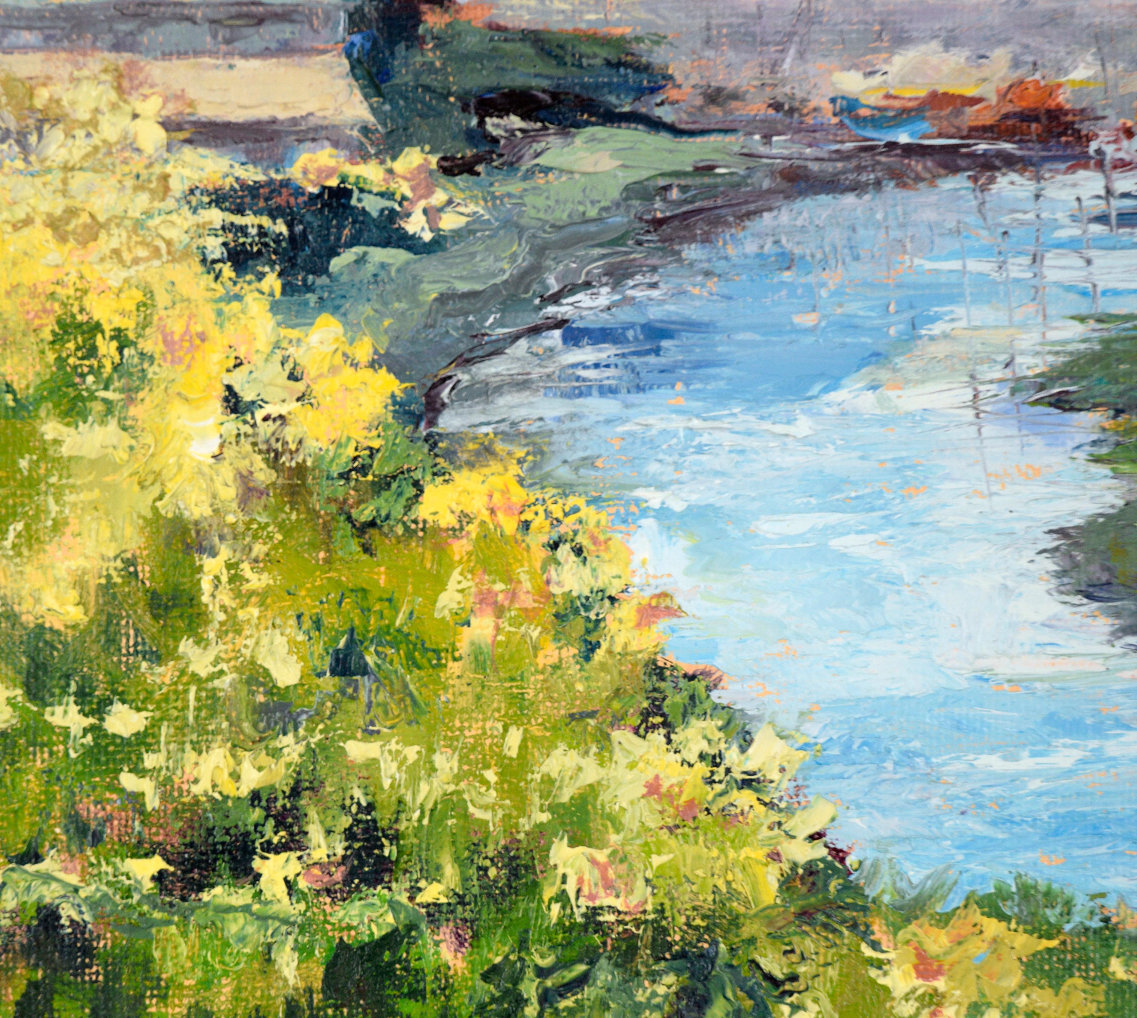 Moss Landing Landscape - Plein Air in Oil on Canvas - Contemporary Painting by Sherry DiLulo