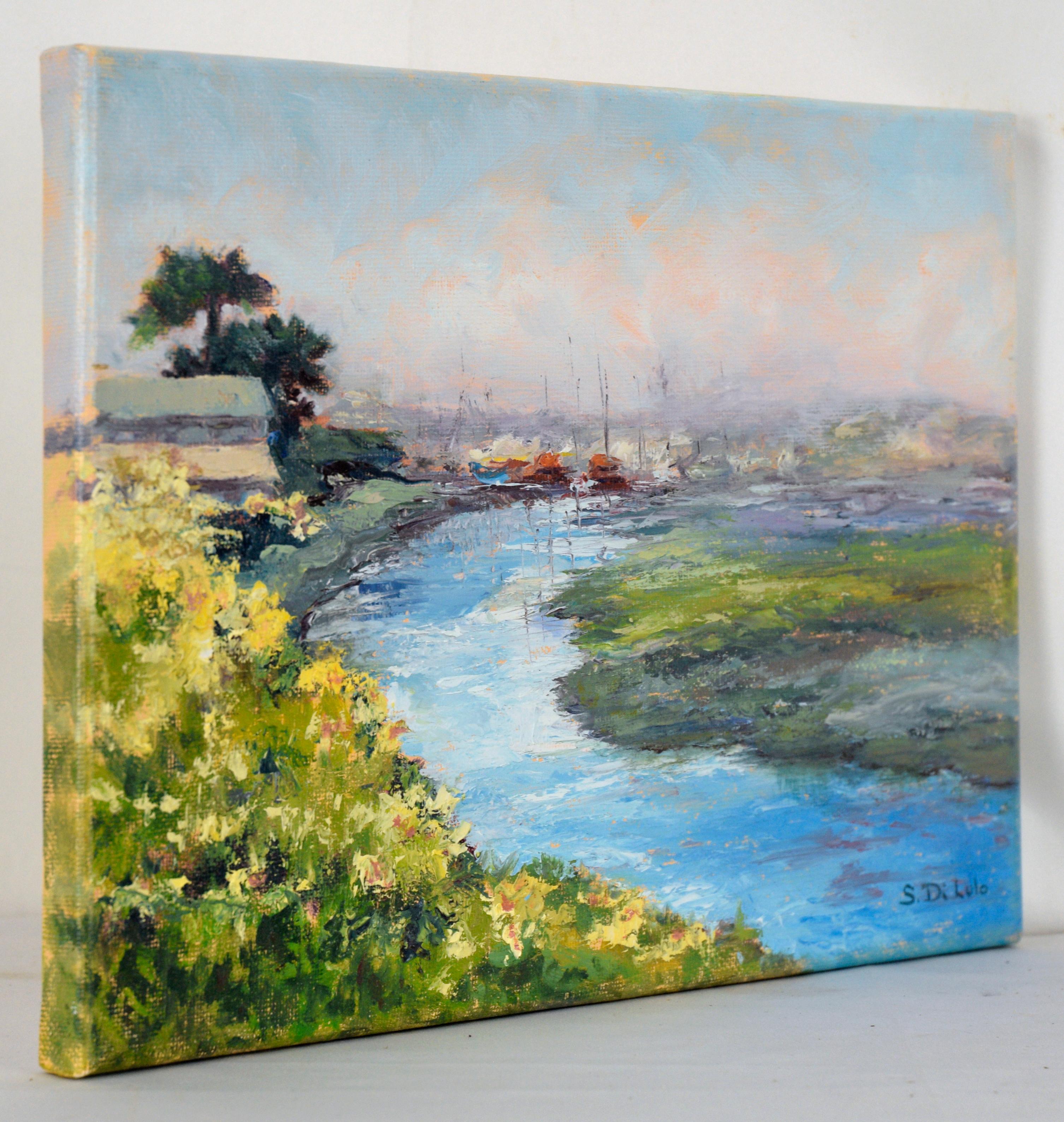 Moss Landing Landscape - Plein Air in Oil on Canvas For Sale 1