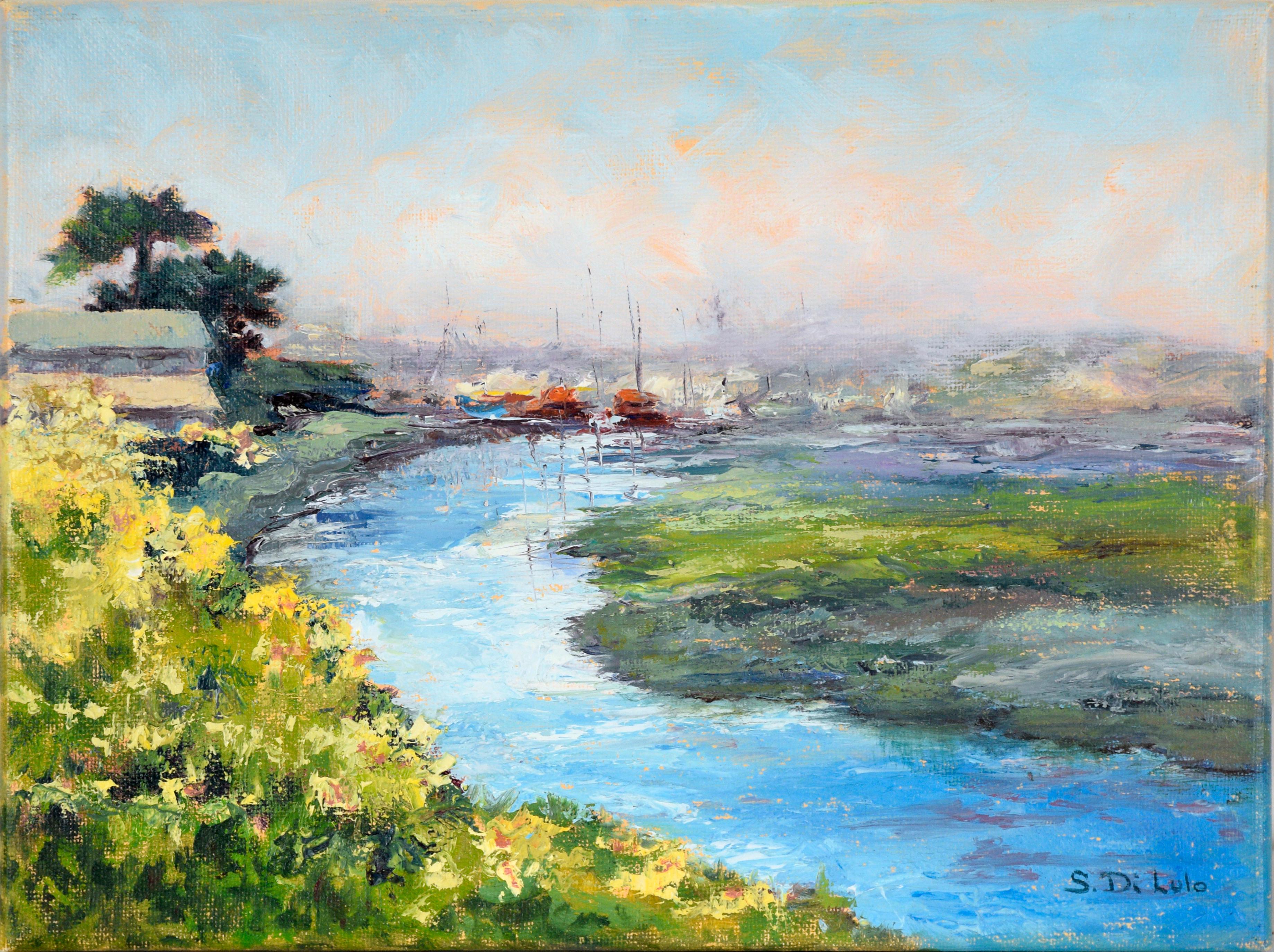 Sherry DiLulo Landscape Painting - Moss Landing Landscape - Plein Air in Oil on Canvas