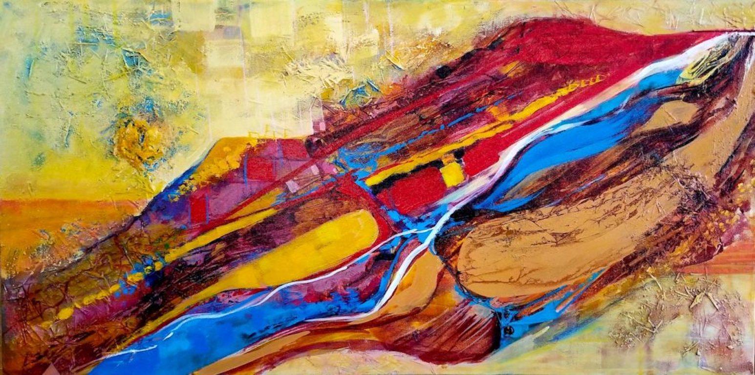 Sherry Krulle- Beaton Abstract Painting - Abstract Landscape Titled, "Earth's Montage"