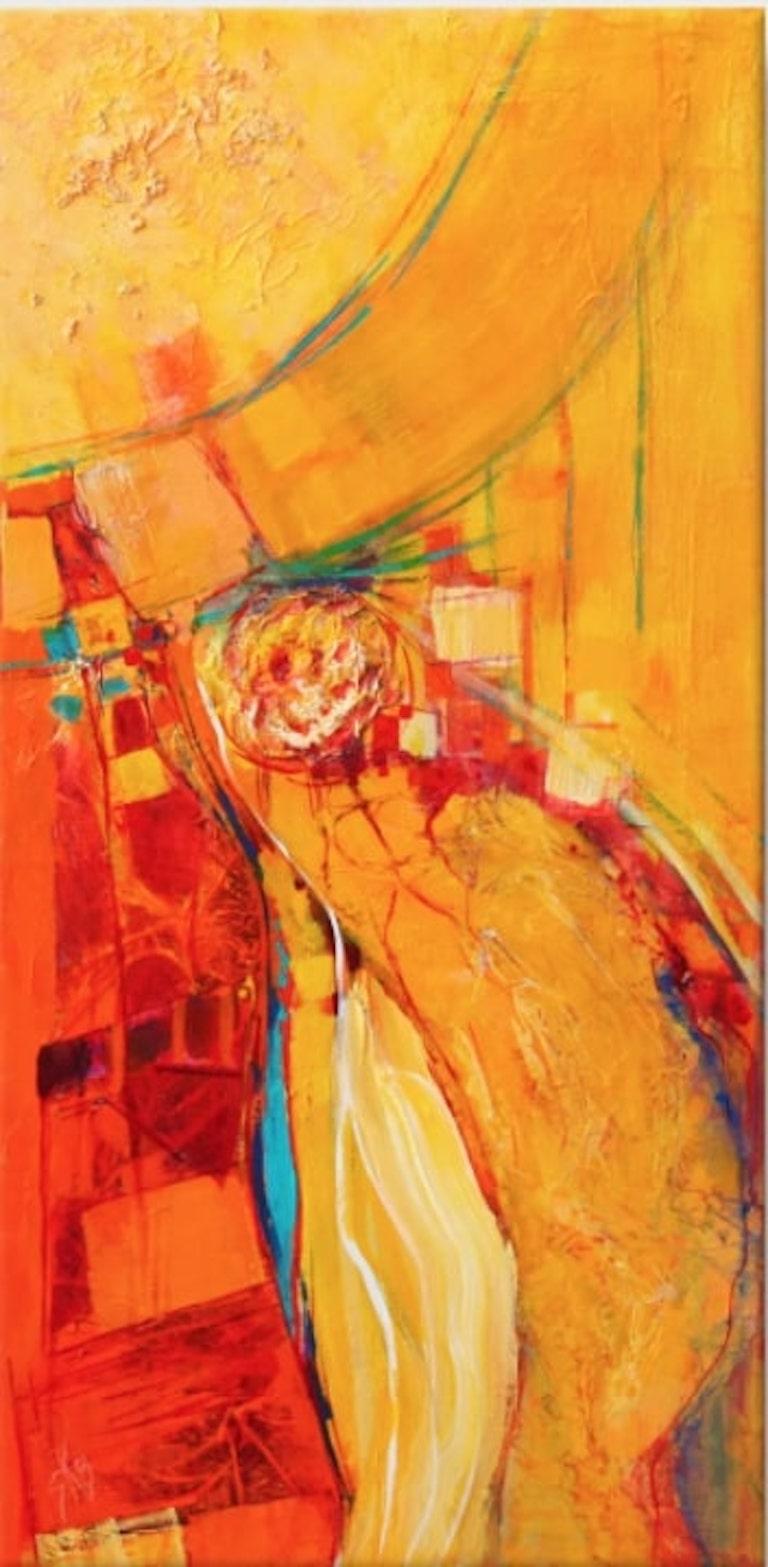 Abstract Painting Sherry Krulle- Beaton - Peinture abstraite technique mixte, « Wake to Warmth »