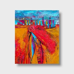 Abstract Expressionist Textured Painting, "In Flight"