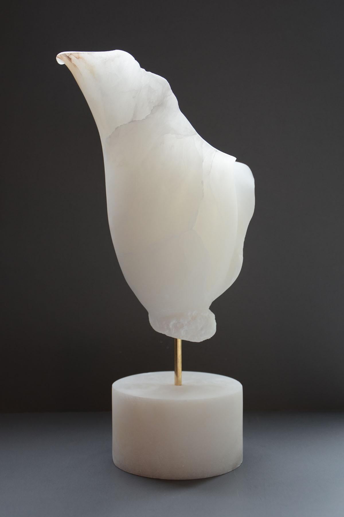 Lily, Hand Carved Italian Alabaster Stone Sculpture For Sale 2