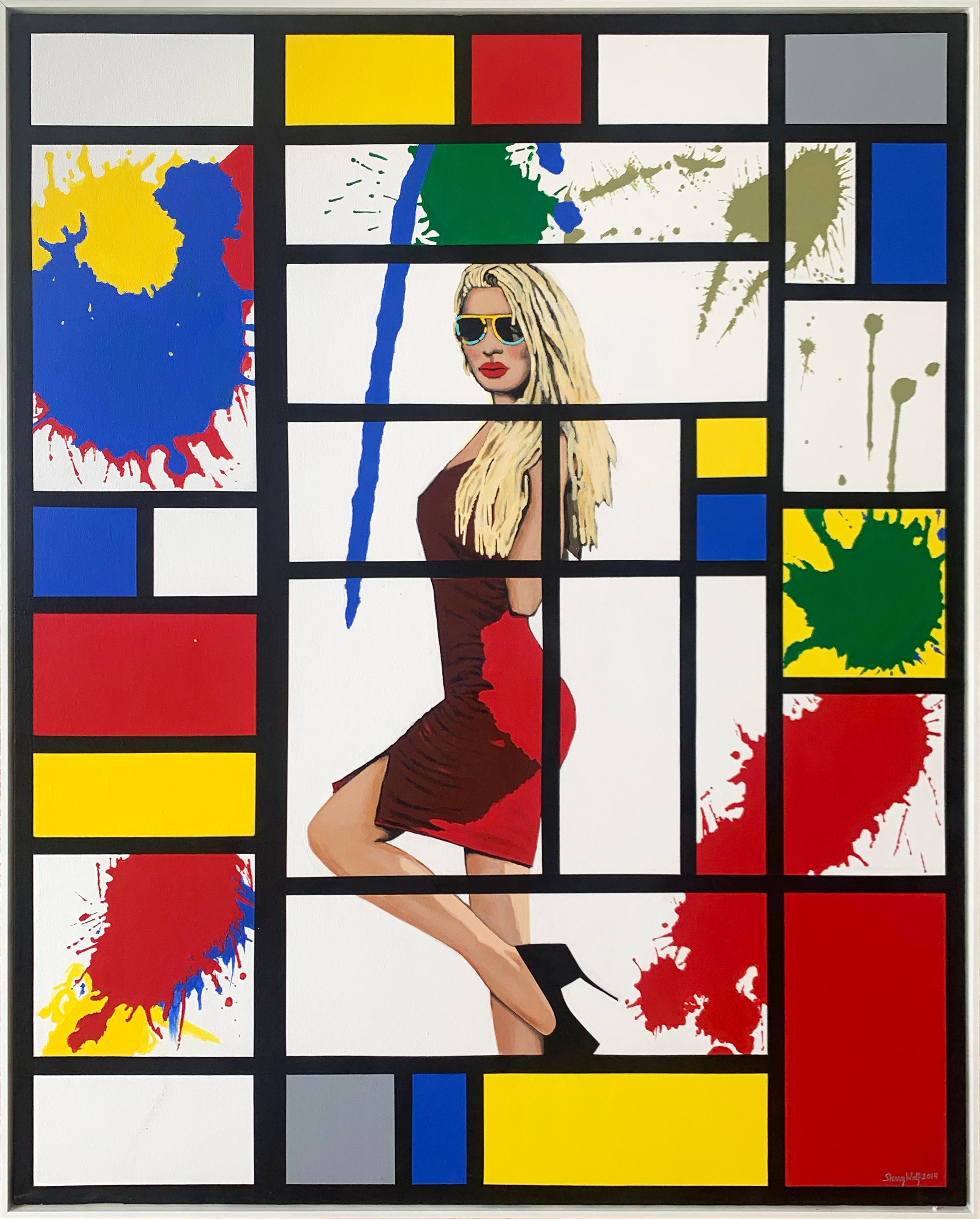 Abstract Painting de Sherry Wolf - La chica del vestido rojo
