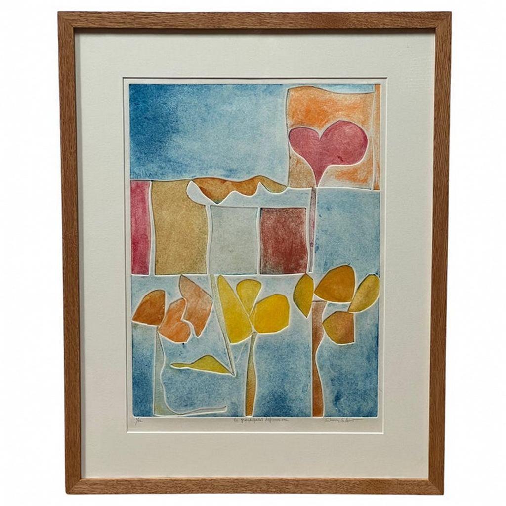 Shery Schrut Abstract Print - "Le Grand Petit Dejeuner One" Etching by Sherry Schrut