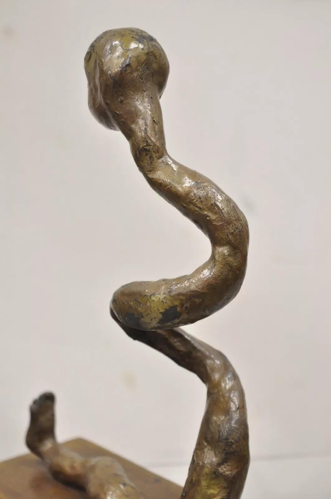 Sheryl C. Benjamin Brutalist Modern Abstract Bronze Serpent Figure Sculpture For Sale 6