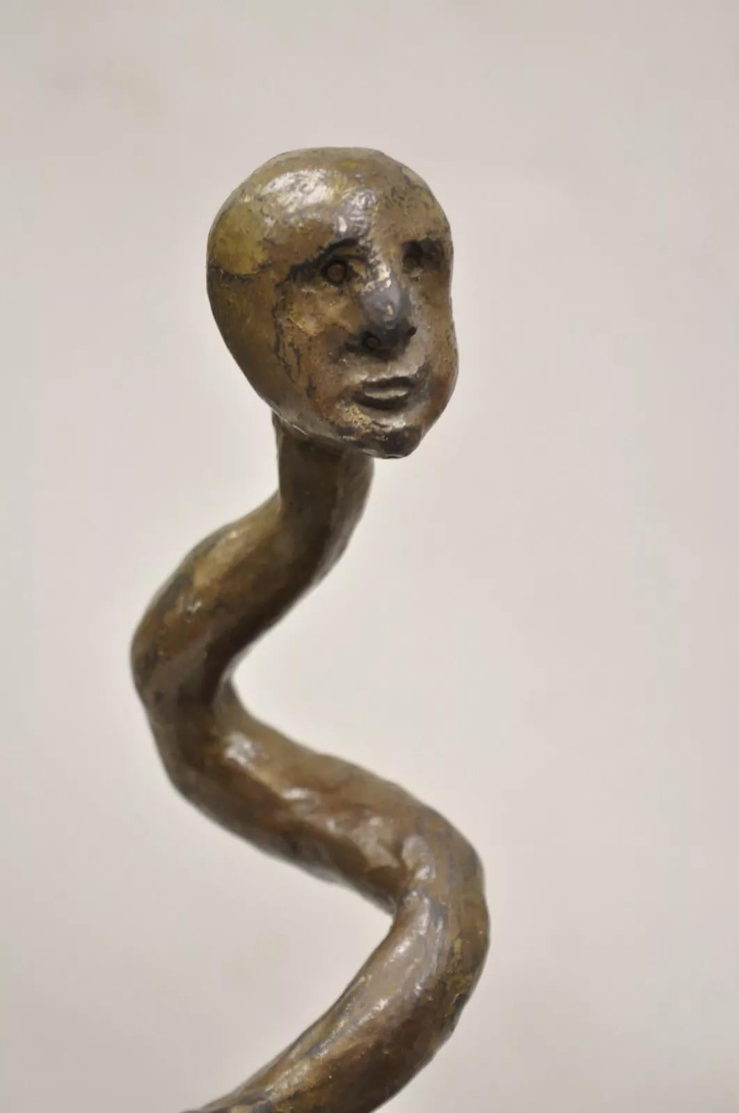 Sheryl C. Benjamin Brutalist Modern Abstract Bronze Serpent Figure Sculpture In Good Condition For Sale In Philadelphia, PA
