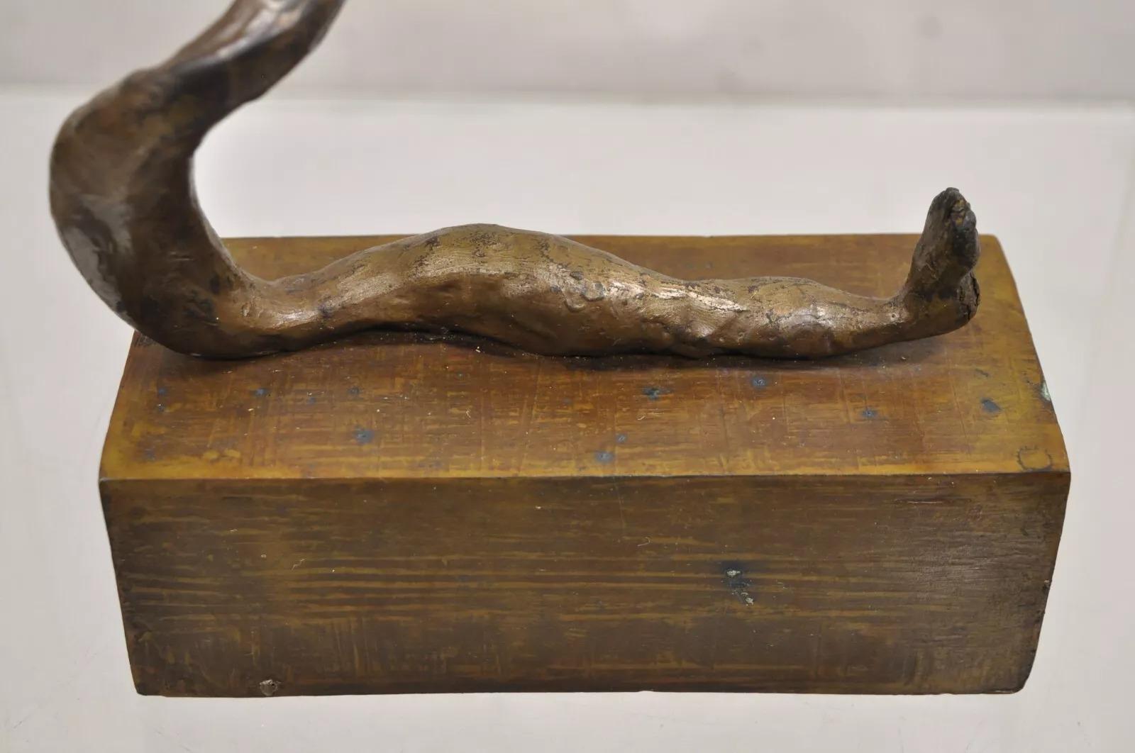 20th Century Sheryl C. Benjamin Brutalist Modern Abstract Bronze Serpent Figure Sculpture For Sale