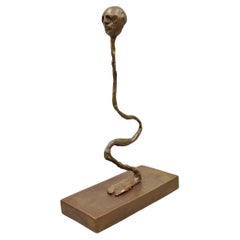Sheryl C. Benjamin Brutalist Modern Abstract Bronze Serpentine Figure Sculpture