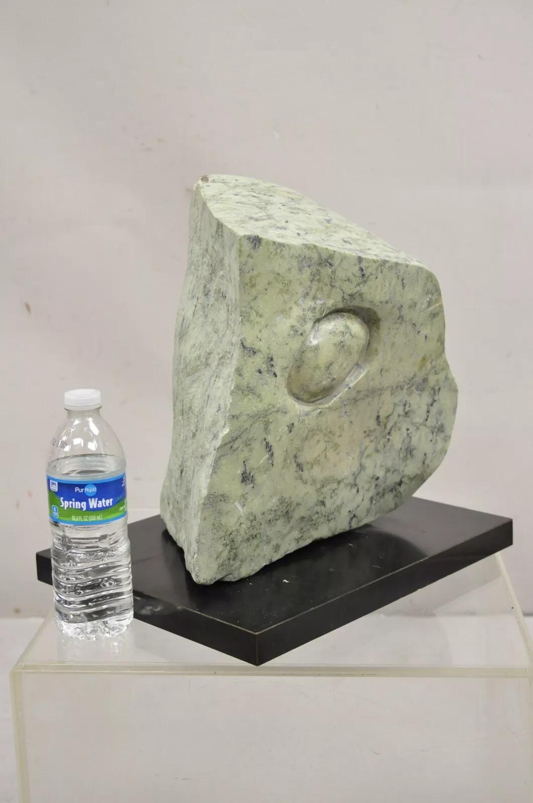 Sheryl C. Benjamin Carved Green Marble Abstract Modern Stone Sculpture For Sale 5