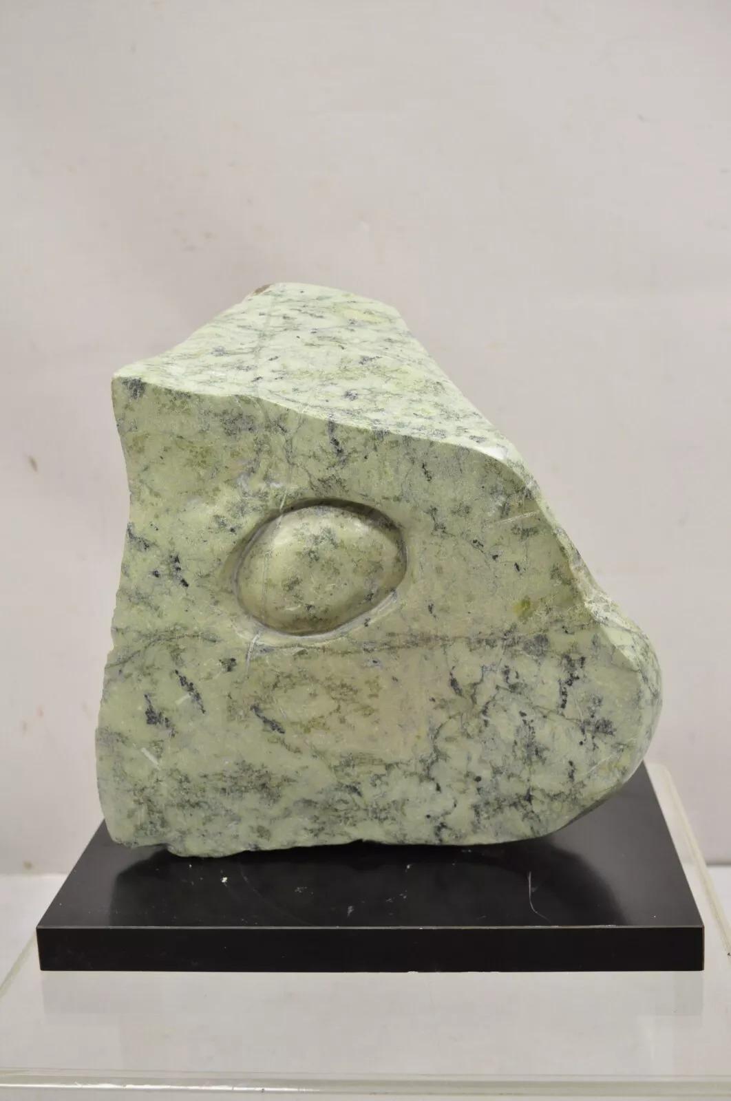 Sheryl C. Benjamin Carved Green Marble Abstract Modern Stone Sculpture In Good Condition For Sale In Philadelphia, PA