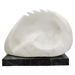 Sheryl C. Benjamin Carved Marble Abstract Modernist Sculpture on Marble Base