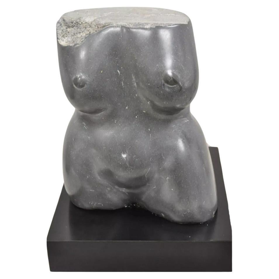 Sheryl C. Benjamin Female Nude Modernist Abstract Solid Carved Marble Sculpture