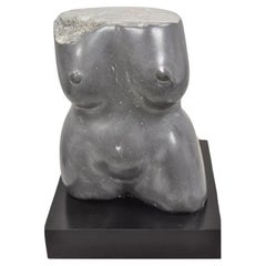 Sheryl C. Benjamin Female Nude Modernist Abstract Solid Carved Marble Sculpture