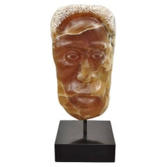 Sheryl C. Benjamin " Indian Trail " Geschnitzte Brown Onxy Male Face Skulptur