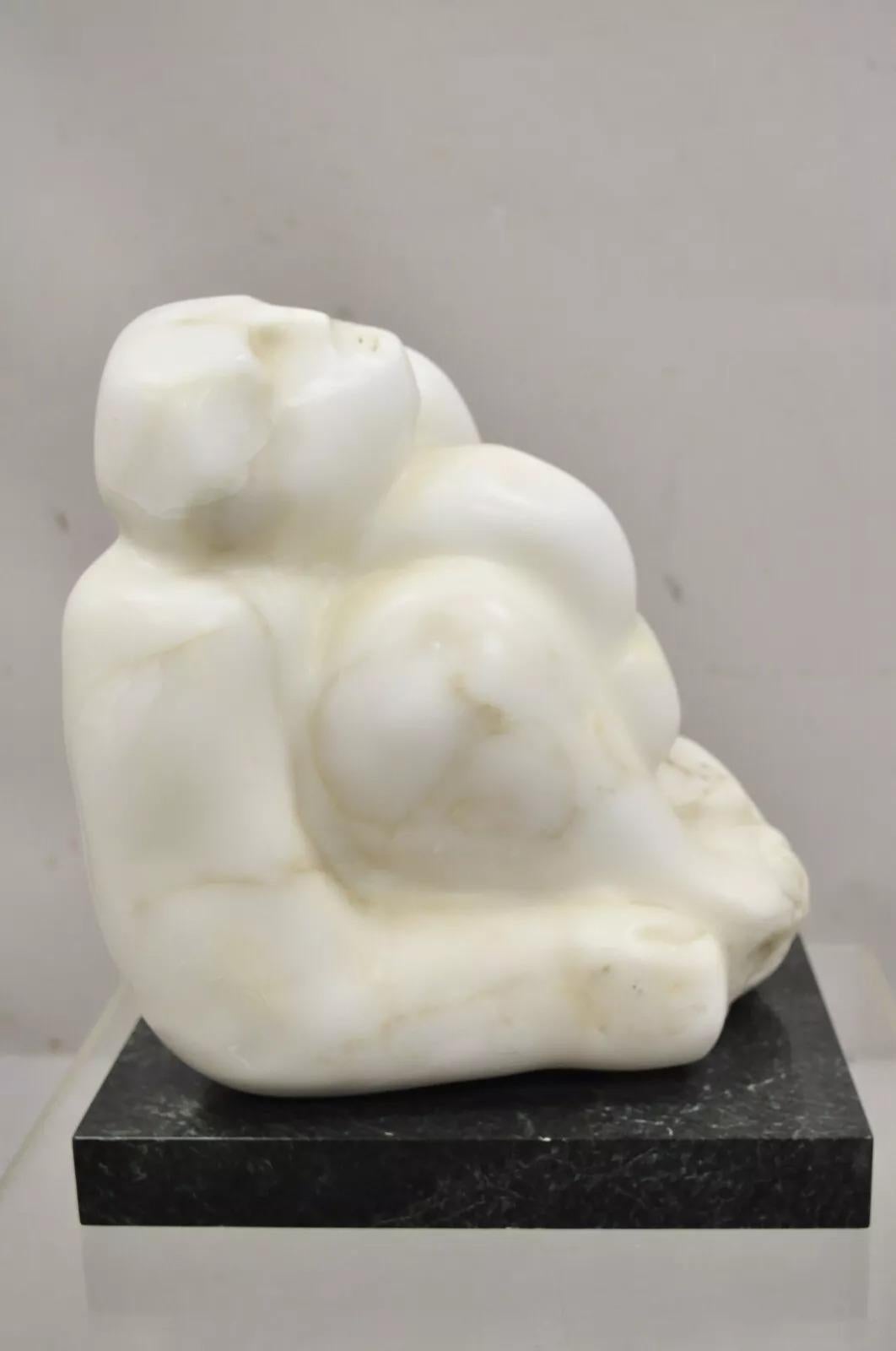 Modern Sheryl C. Benjamin Marble Nude Figure Abstract Sculpture On Marble Base For Sale
