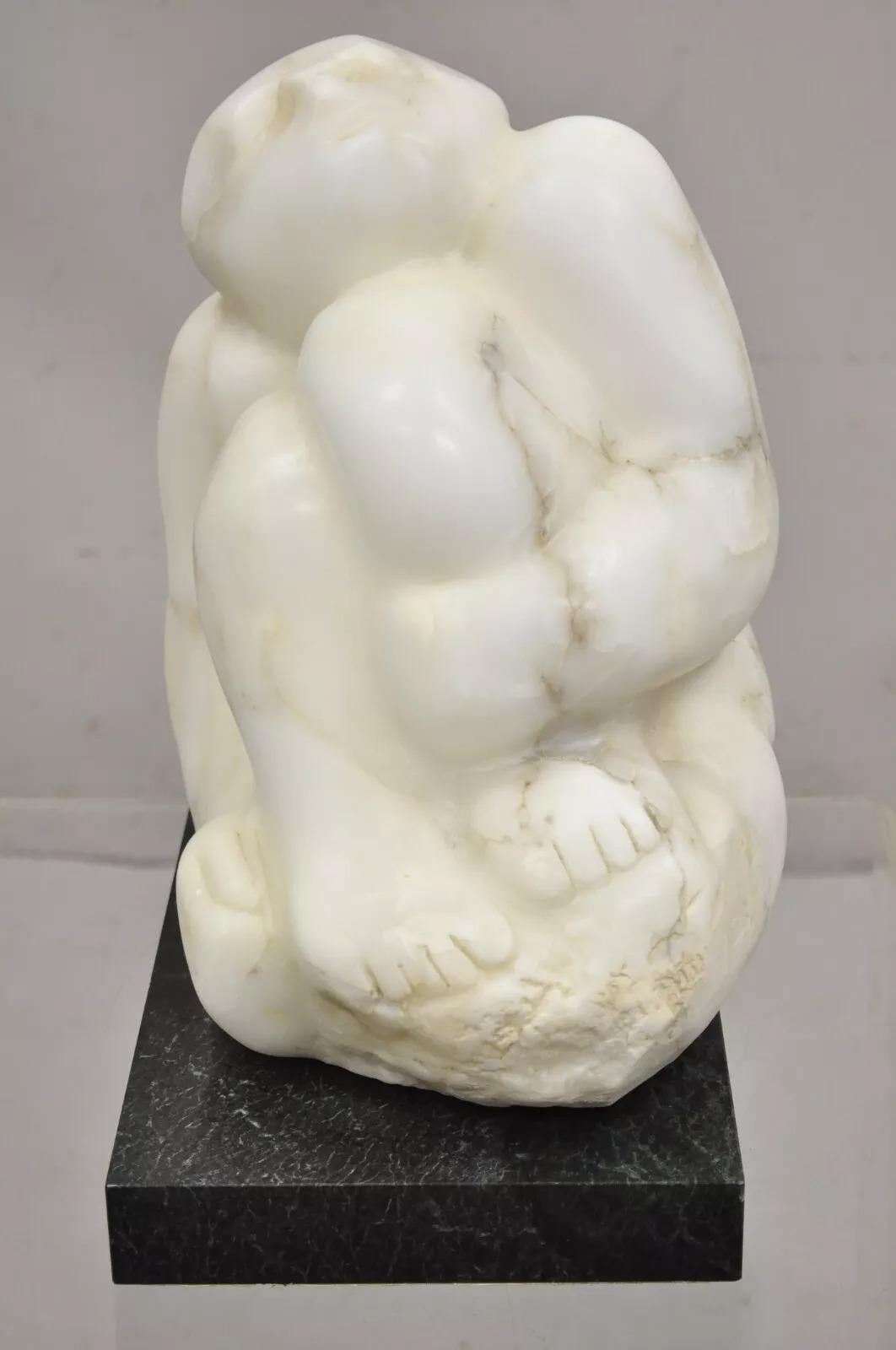 Sheryl C. Benjamin Marble Nude Figure Abstract Sculpture On Marble Base For Sale 1