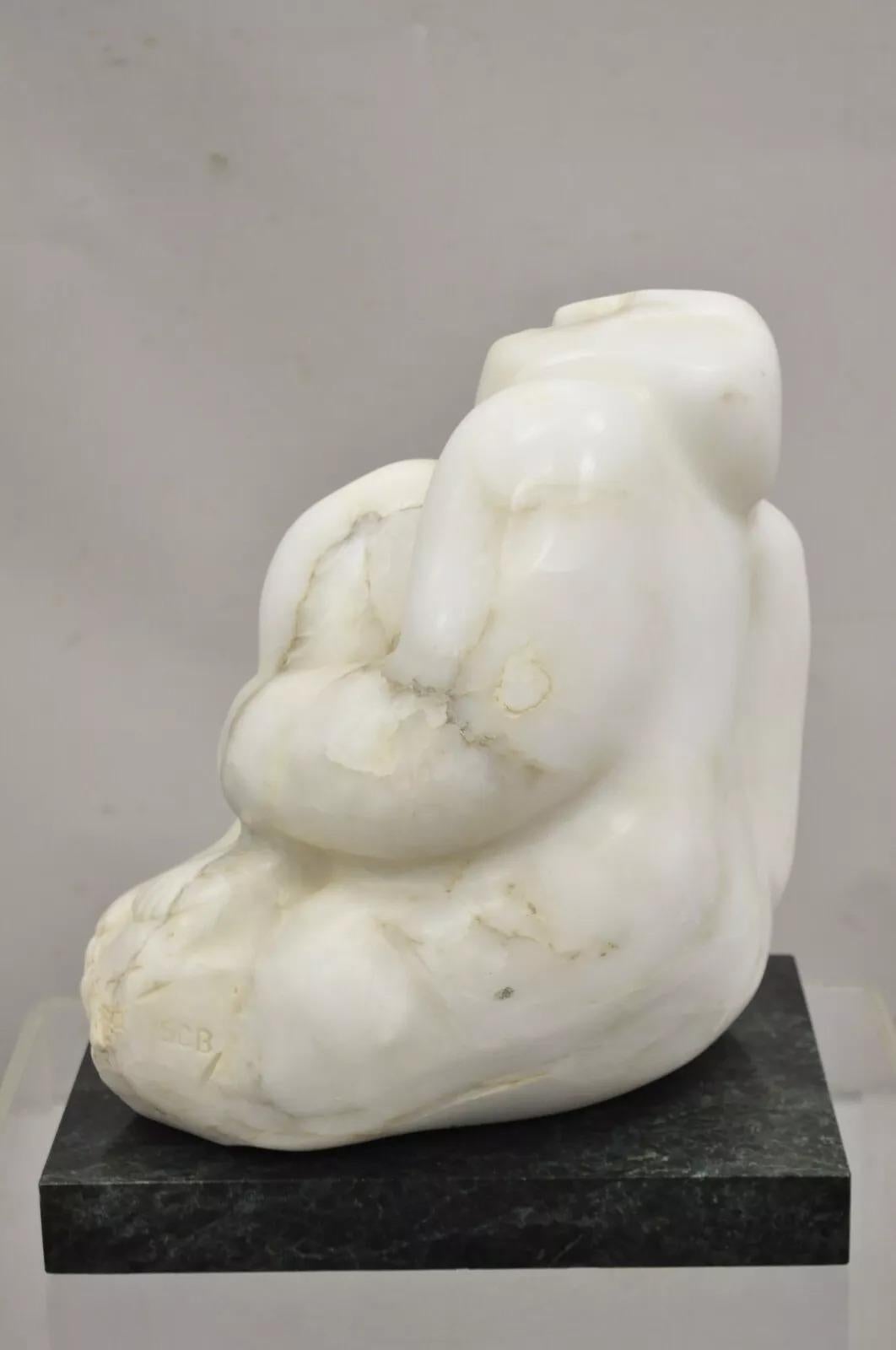 Sheryl C. Benjamin Marble Nude Figure Abstract Sculpture On Marble Base For Sale 2