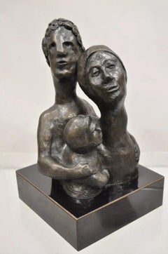 Sheryl C. Benjamin "The Family" Modern Abstract Cast Bronze Figure Sculpture