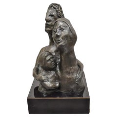 Sheryl C. Benjamin "The Family" Modern Abstract Cast Bronze Figure Sculpture