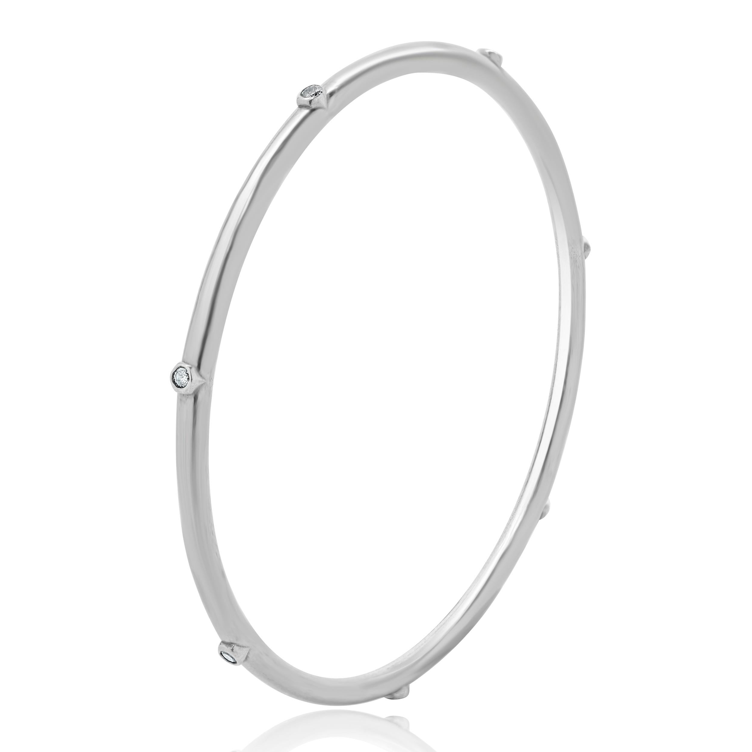 Bracciale con diamanti incastonati Sheryl Lowe in argento sterling In condizioni ottime in vendita a Scottsdale, AZ