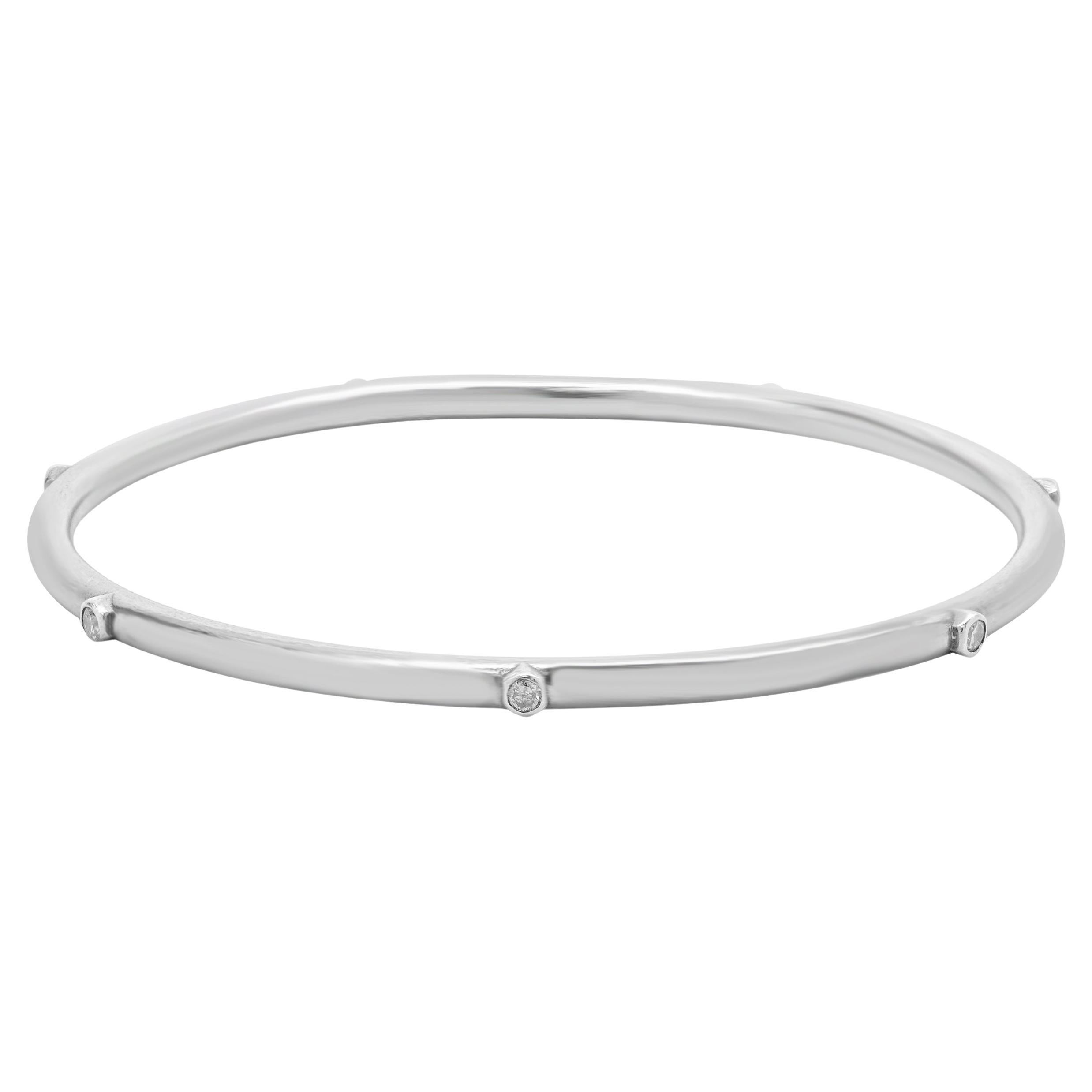 Sheryl Lowe Sterling Silver Bezel Set Diamond Bangle Bracelet