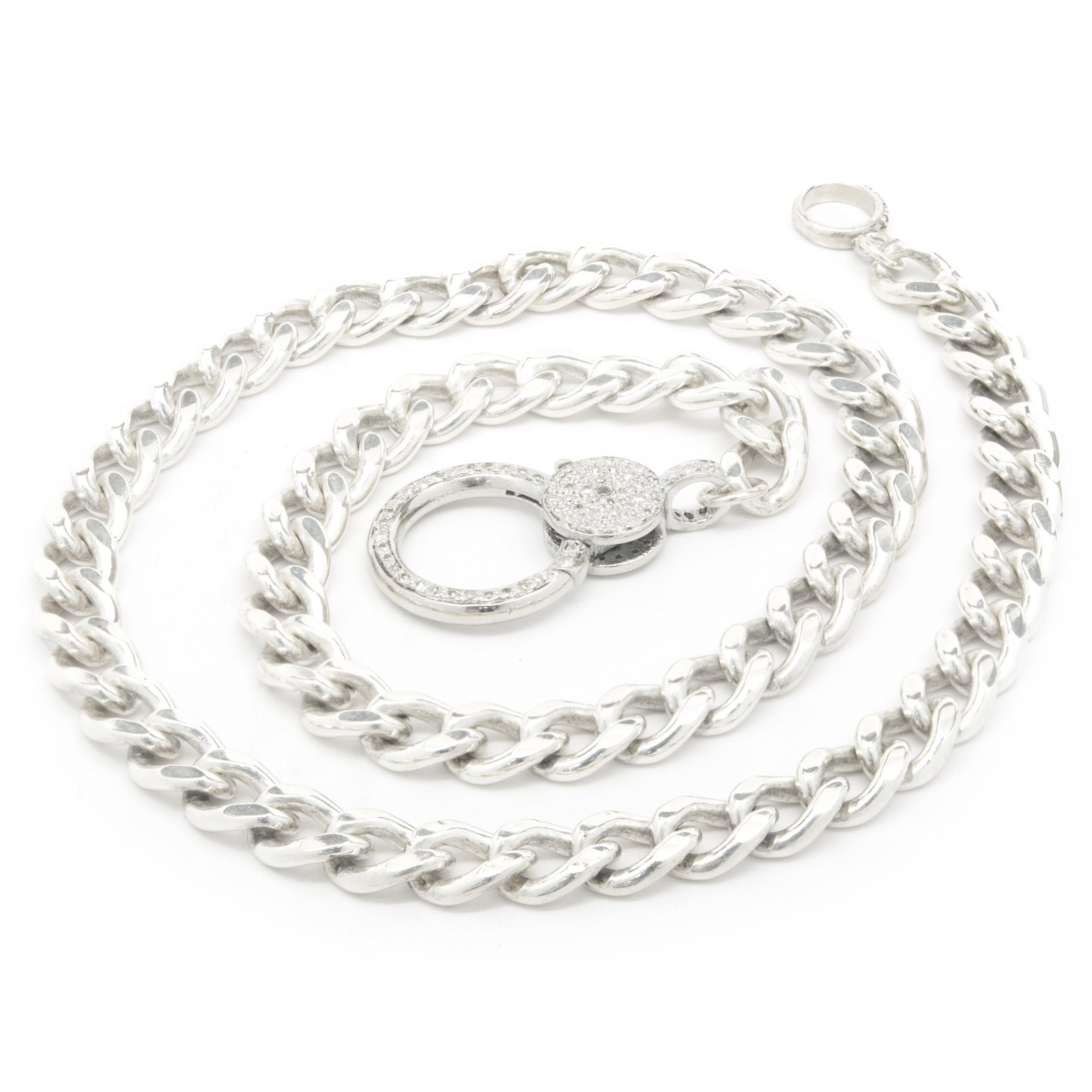 Designer: Sheryl Lowe
Material: sterling silver
Diamond: round brilliant cut = 0.43cttw
Color: H
Clarity: SI2
Measurement: necklace measures 18-inches in length
Weight: 51.93 grams