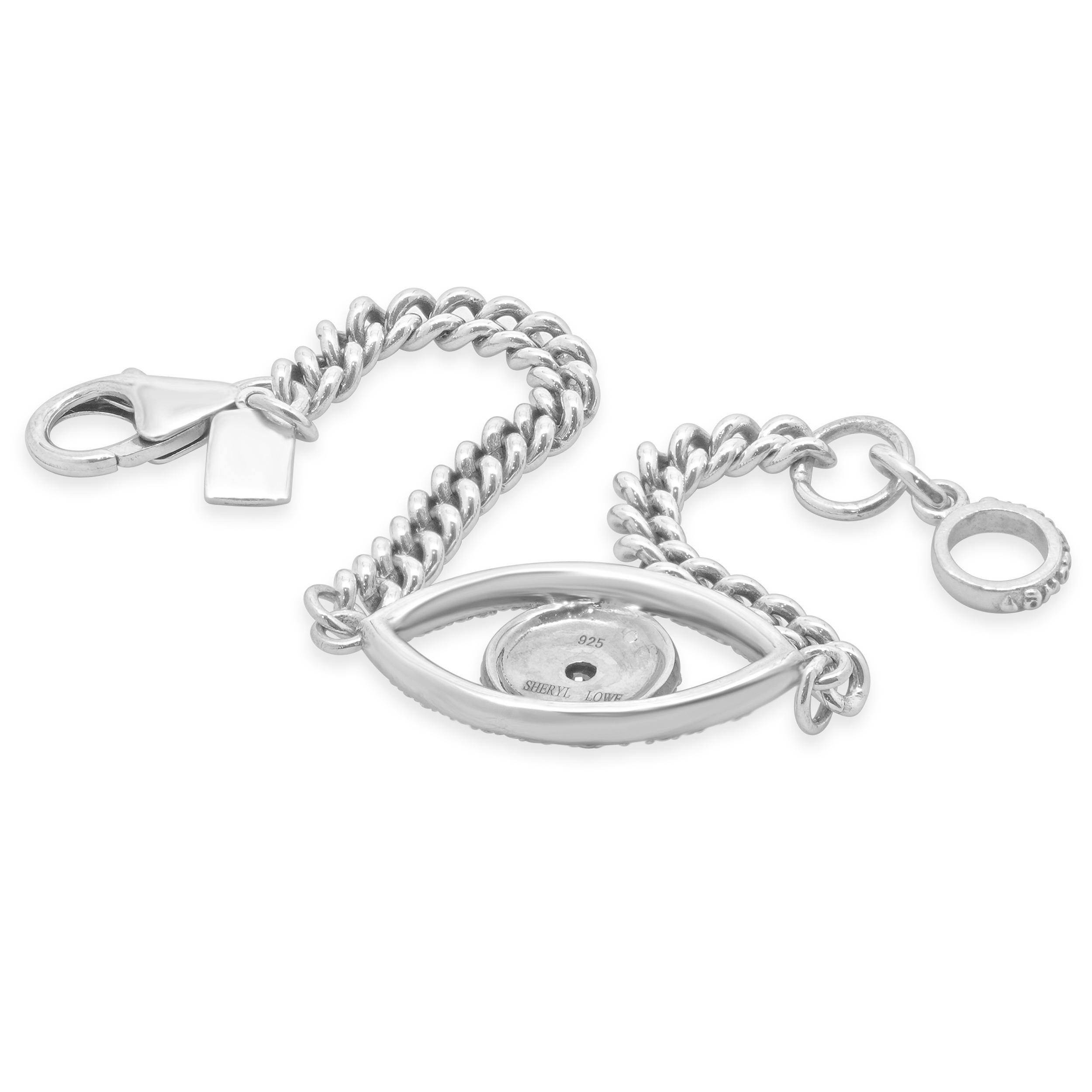 De las mujeres Sheryl Lowe Pulsera de plata de ley con zirconia cúbica y zafiro sintético Mal de Ojo en venta