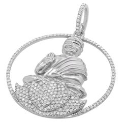 Sheryl Lowe Sterling Silver Diamond Buddha Pendant