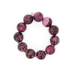 Sugilite Beaded Bracelet with Diamond Rondelles