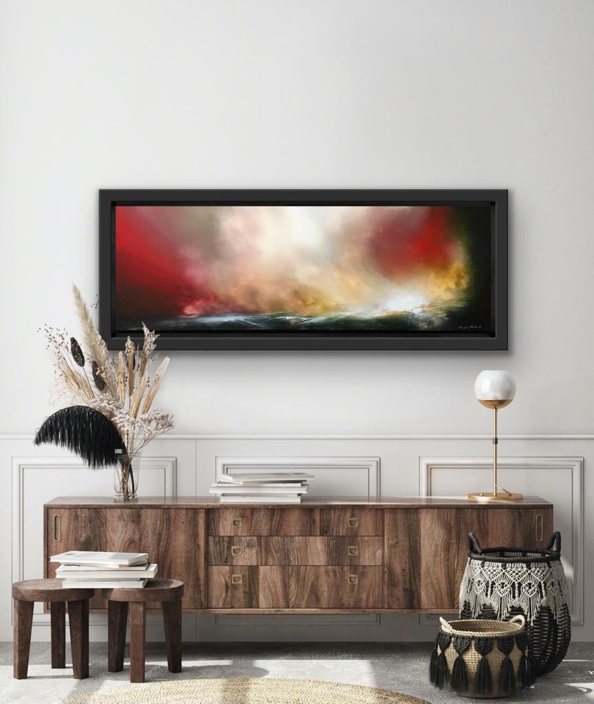 Dancing with the Skies, Turner Style Painting, Abstract Romantic Painting - Black Abstract Painting by Sheryl Roberts