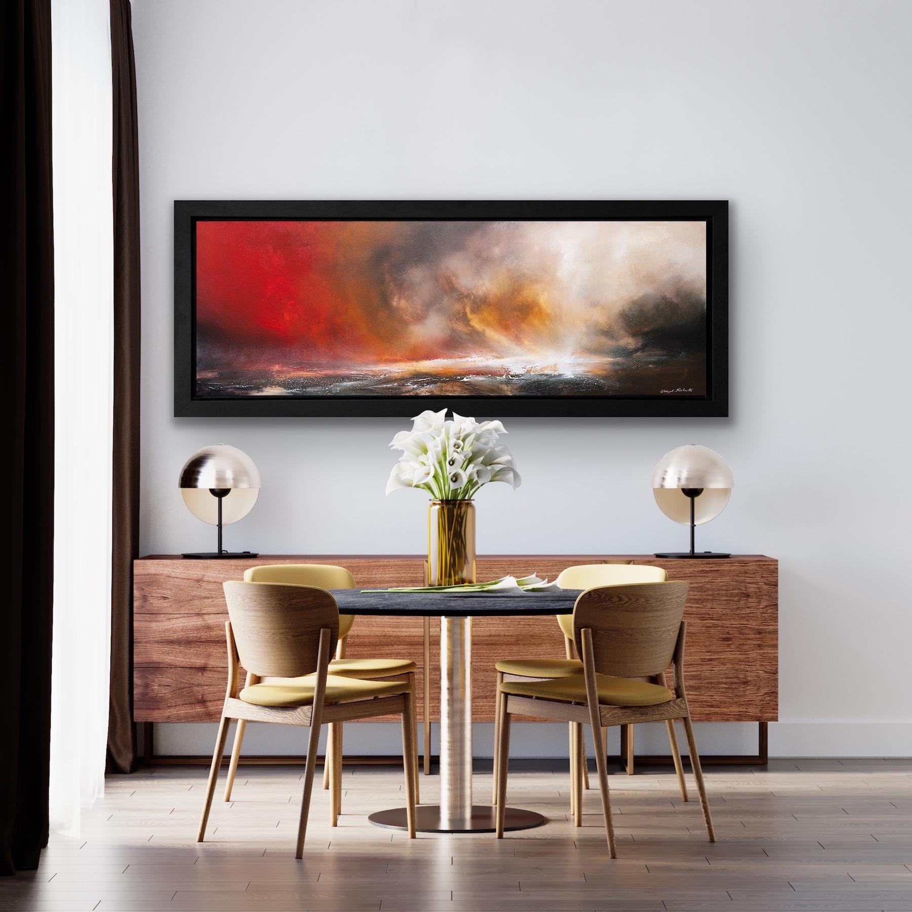 The Royal Storm, Original Skyscape Painting, Contemporary Statement Art  - Brown Abstract Painting by Sheryl Roberts