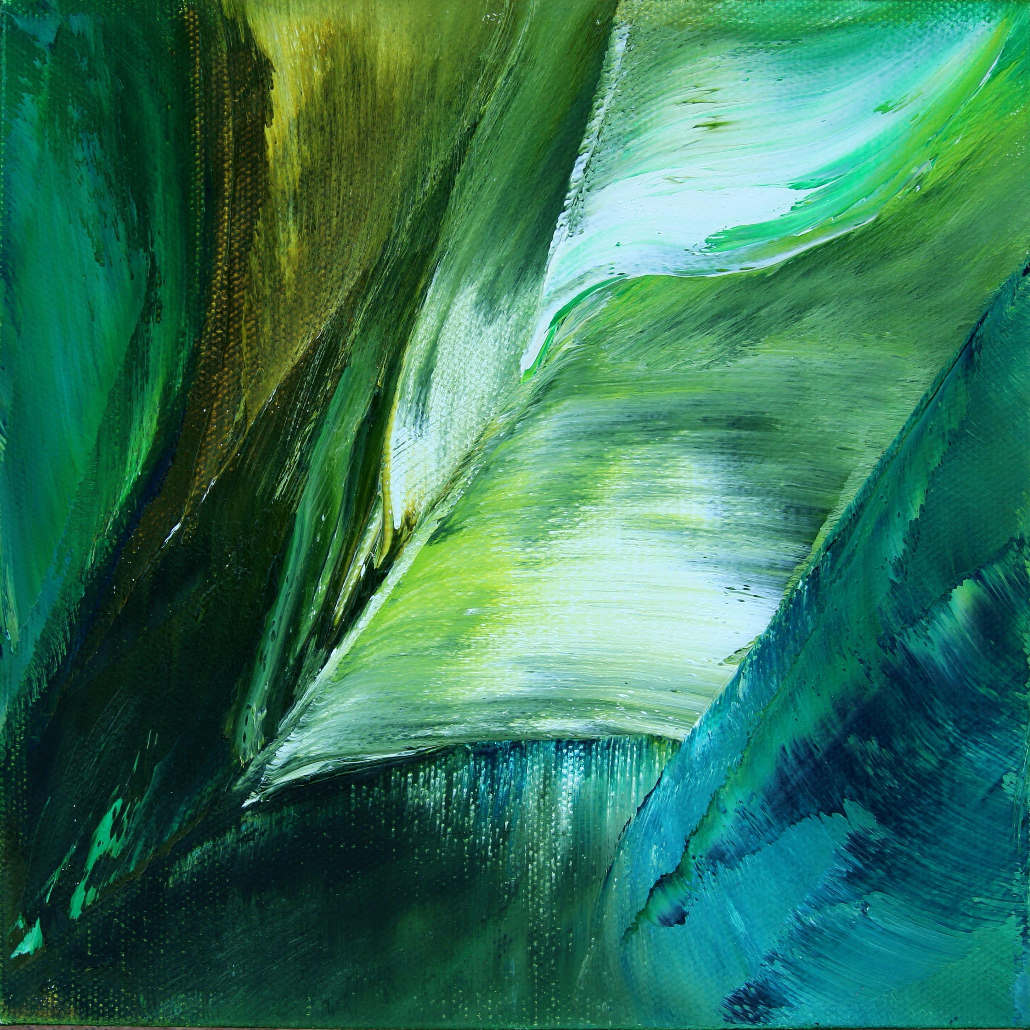 Sheryl Tempchin Abstract Painting - Green Time, Painting, Oil on Canvas