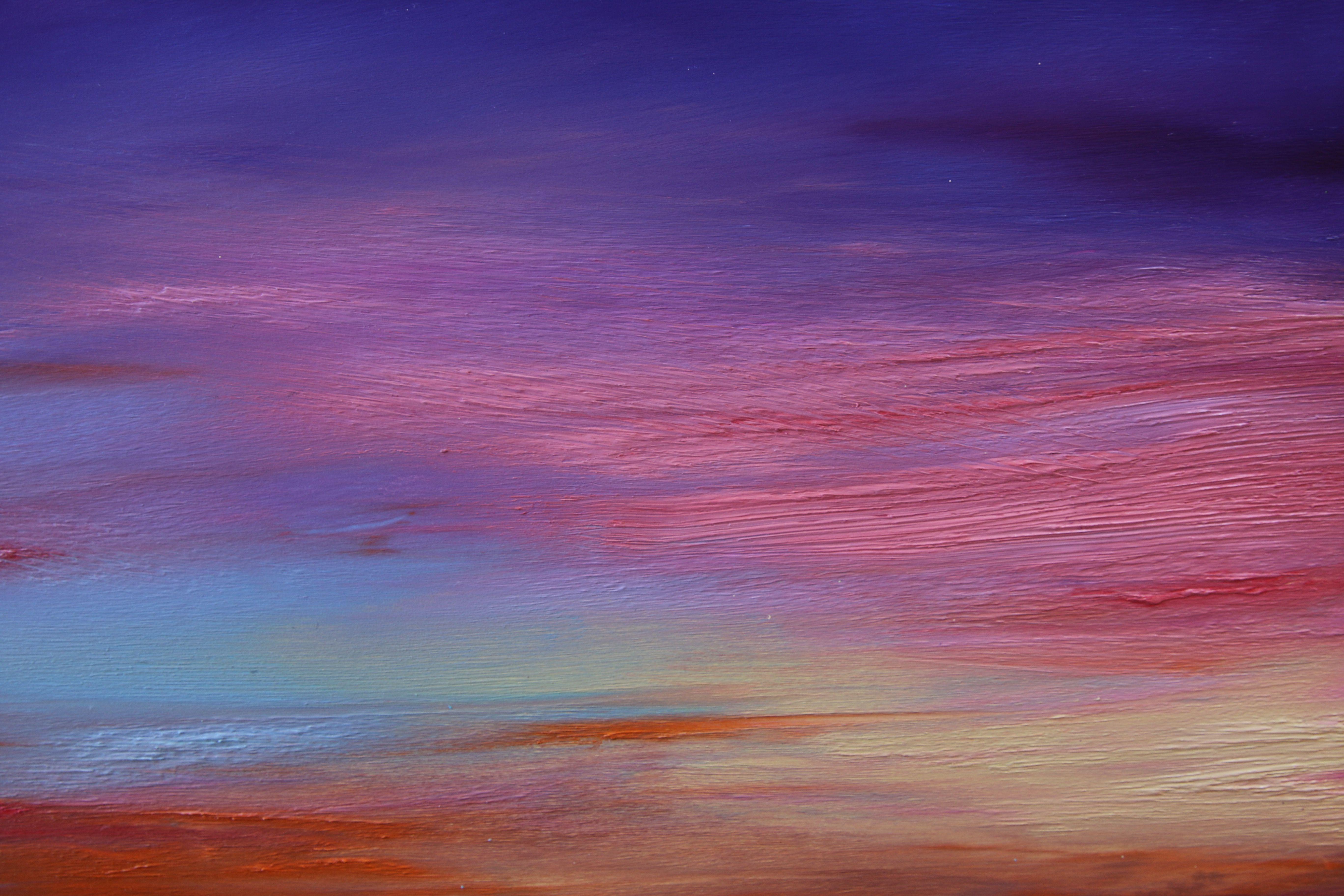 Nightfall, Pittura, Olio su pannello di Wood - Abstract Painting Viola di Sheryl Tempchin