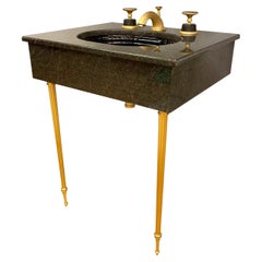 Sheryl Wagner Black Marble Sink Gilt Hardware Two Legs