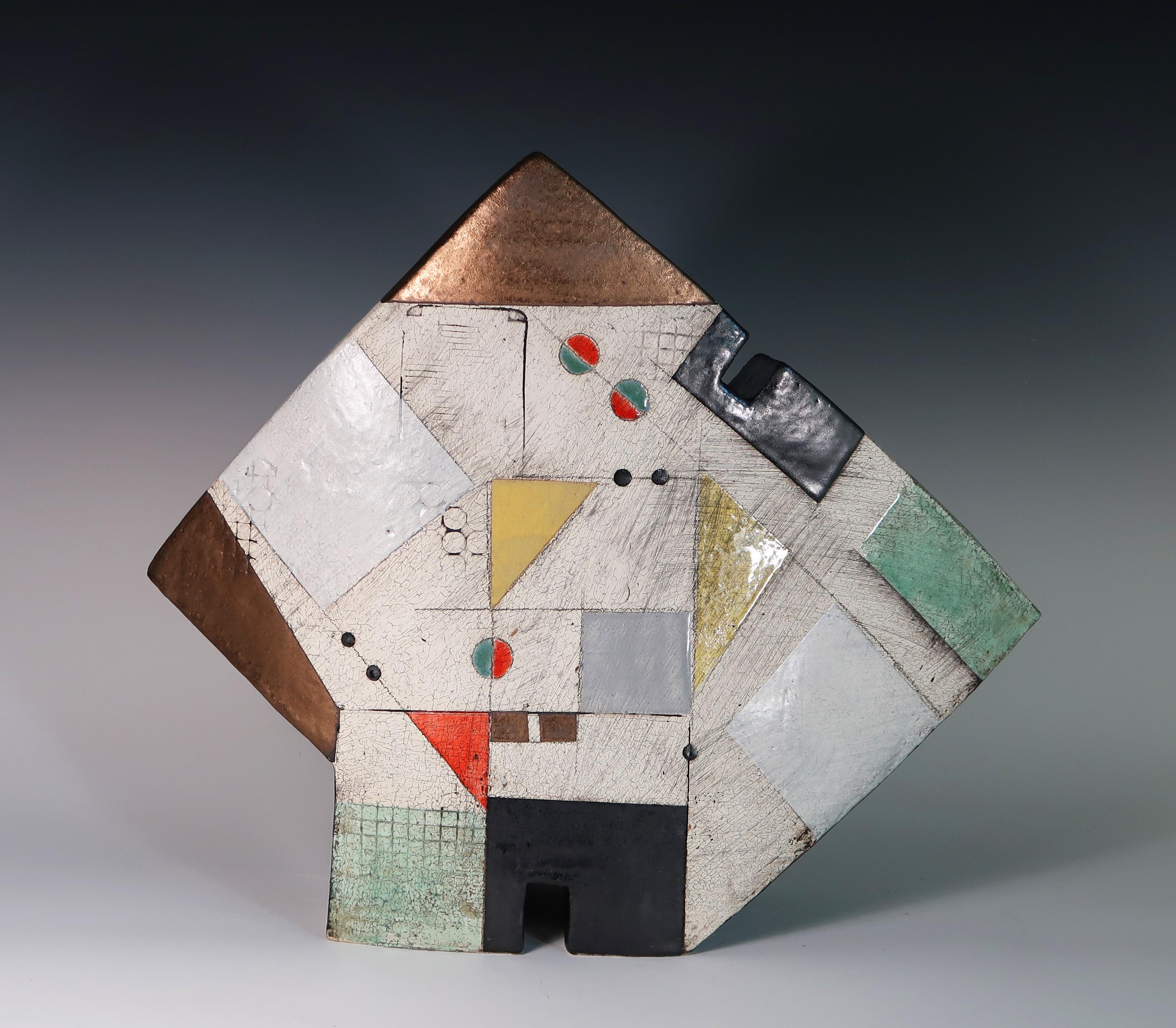 Abstract Ceramic Sculpture 'First Light' - Black Abstract Sculpture by Sheryl Zacharia