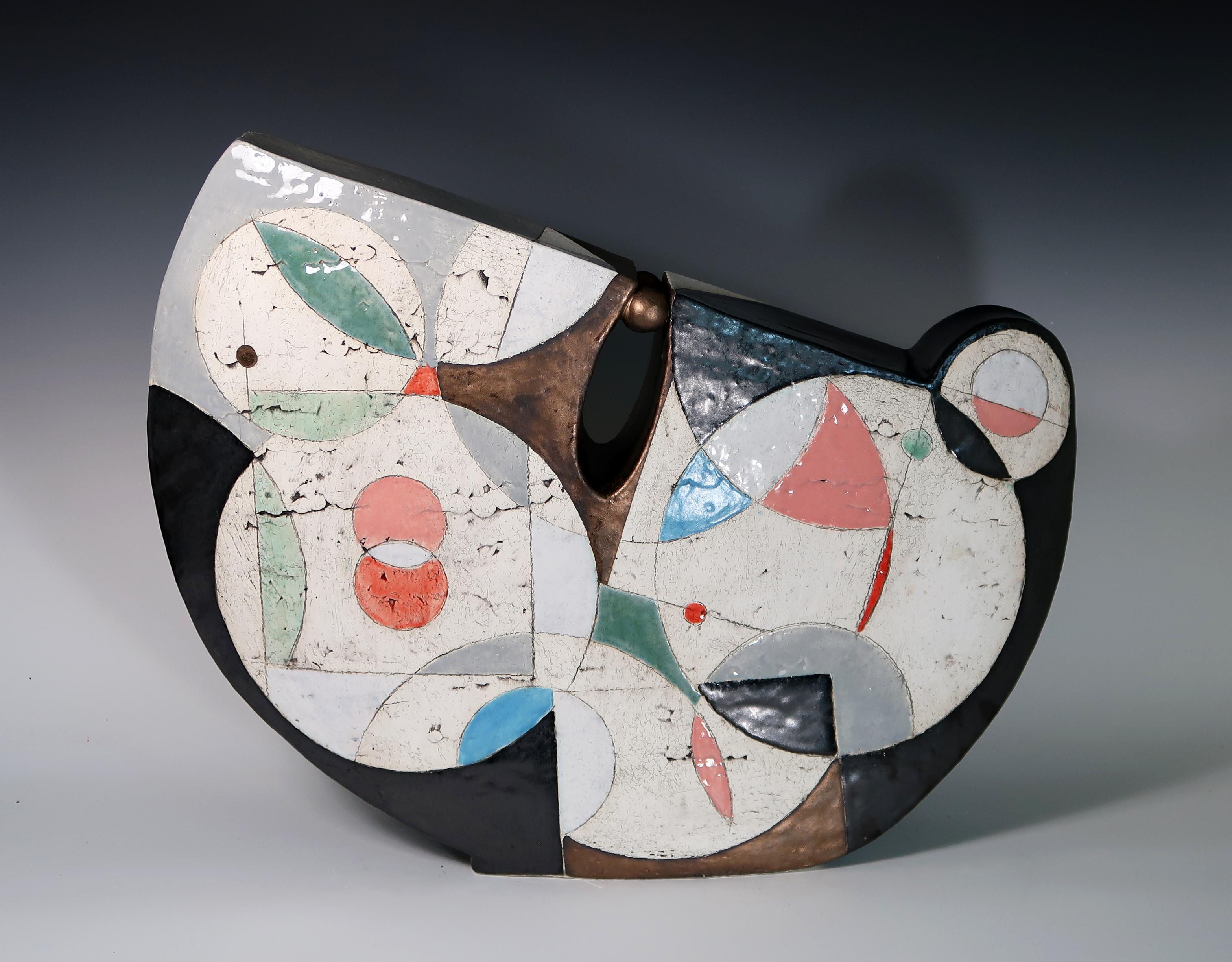 Abstract Ceramic Sculpture 'Moonlight Underwater' - Gray Abstract Sculpture by Sheryl Zacharia