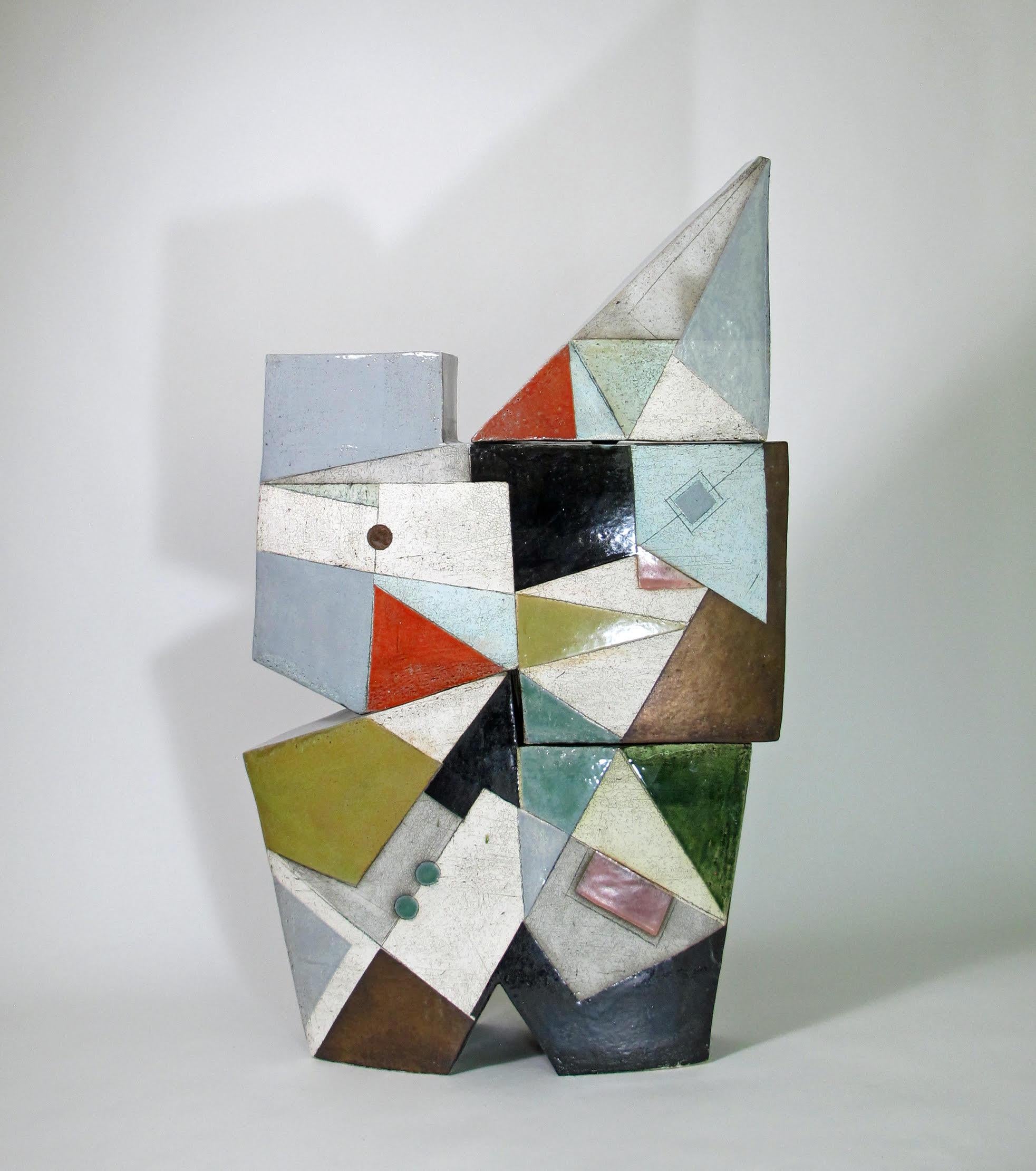 Available at Madelyn Jordon Fine Art. 'Cascade' by Contemporary American artist, Sheryl Zacharia. Ceramic, 27.5 x 18 x 6 in. This sculpture incorporates a rich palette of colors in green, mint green, red, yellow, pink, light blue, bronze, grey,