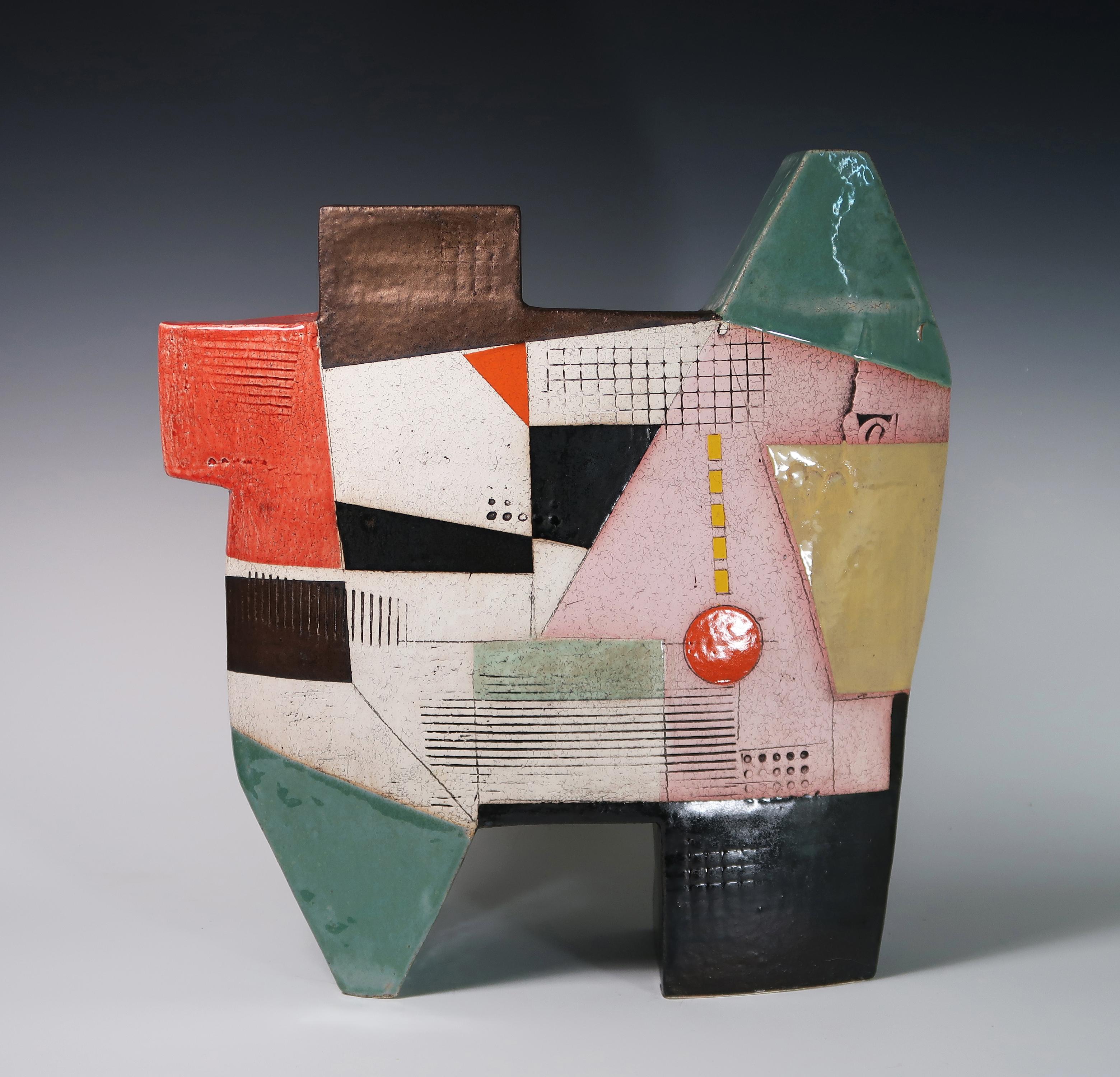 Contemporary Ceramic Abstract sculpture by Sheryl Zacharia 'Mid Century Sunset' 1