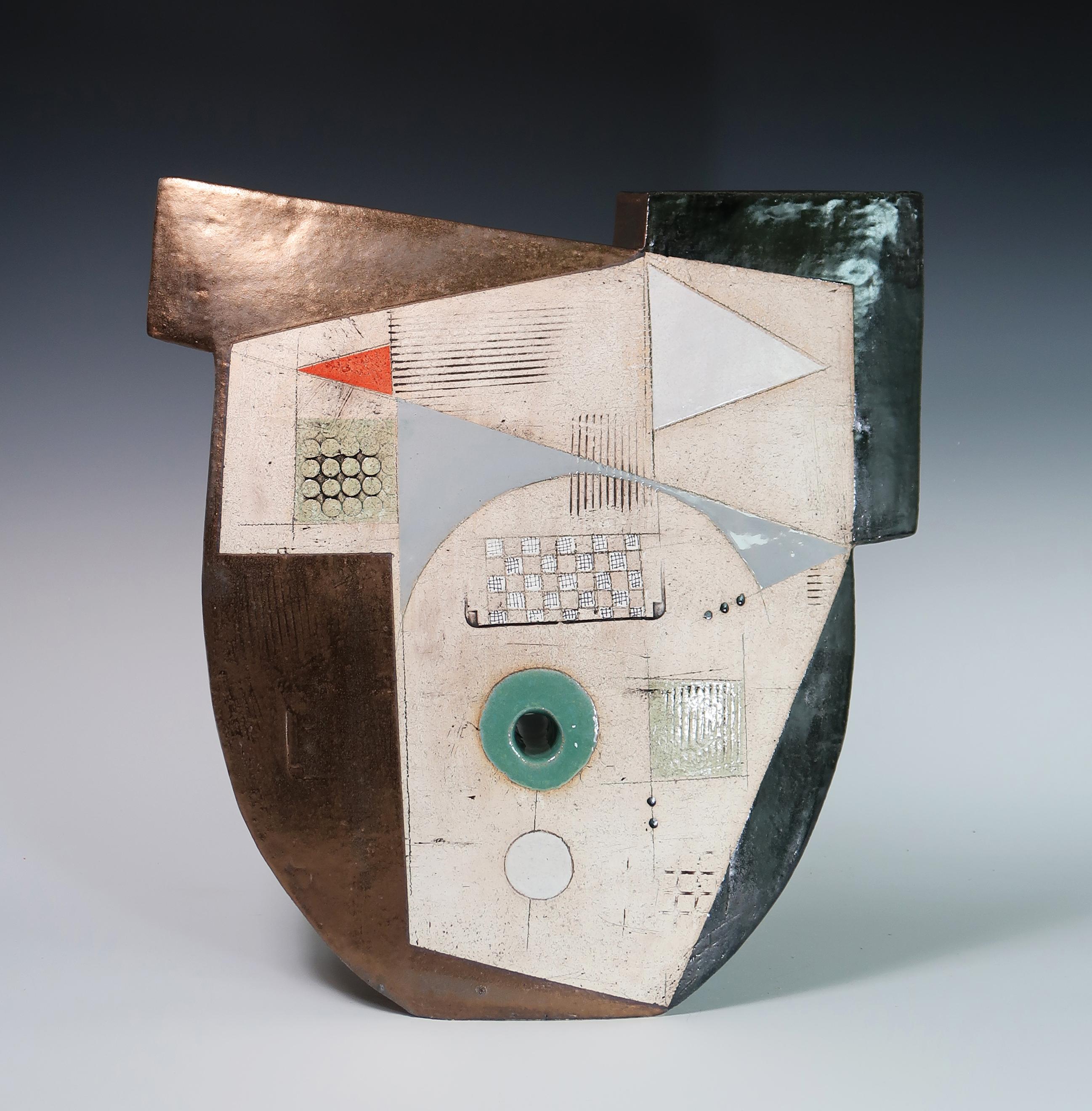 Contemporary Ceramic Abstract Sculpture by Sheryl Zacharia 'Robins Egg Moon' 1