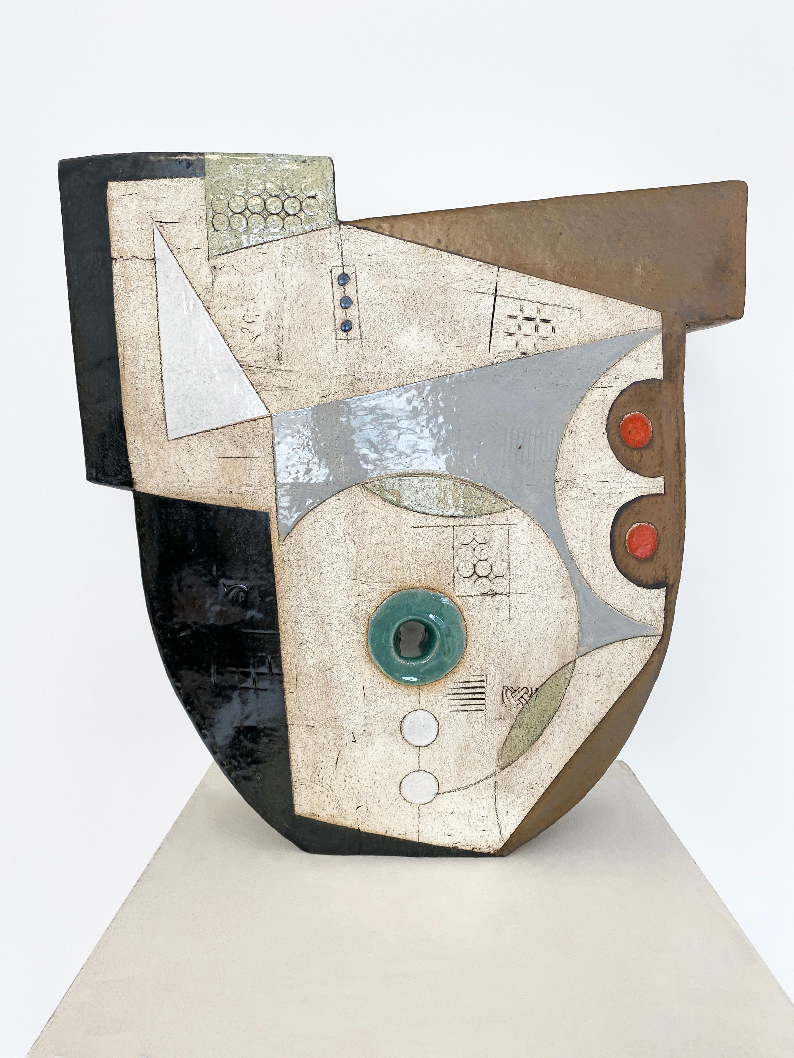 Contemporary Ceramic Abstract Sculpture by Sheryl Zacharia 'Robins Egg Moon' 2