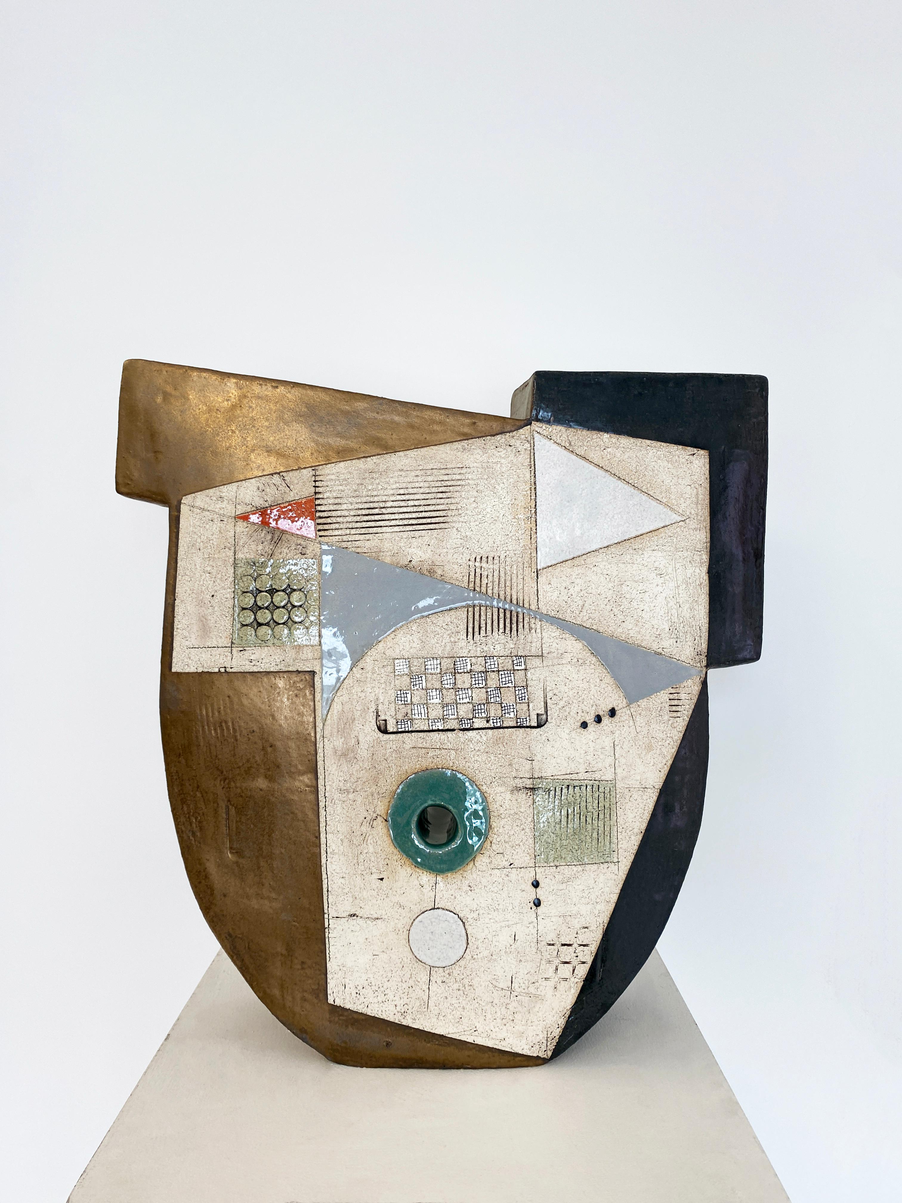 Contemporary Ceramic Abstract Sculpture by Sheryl Zacharia 'Robins Egg Moon' 6
