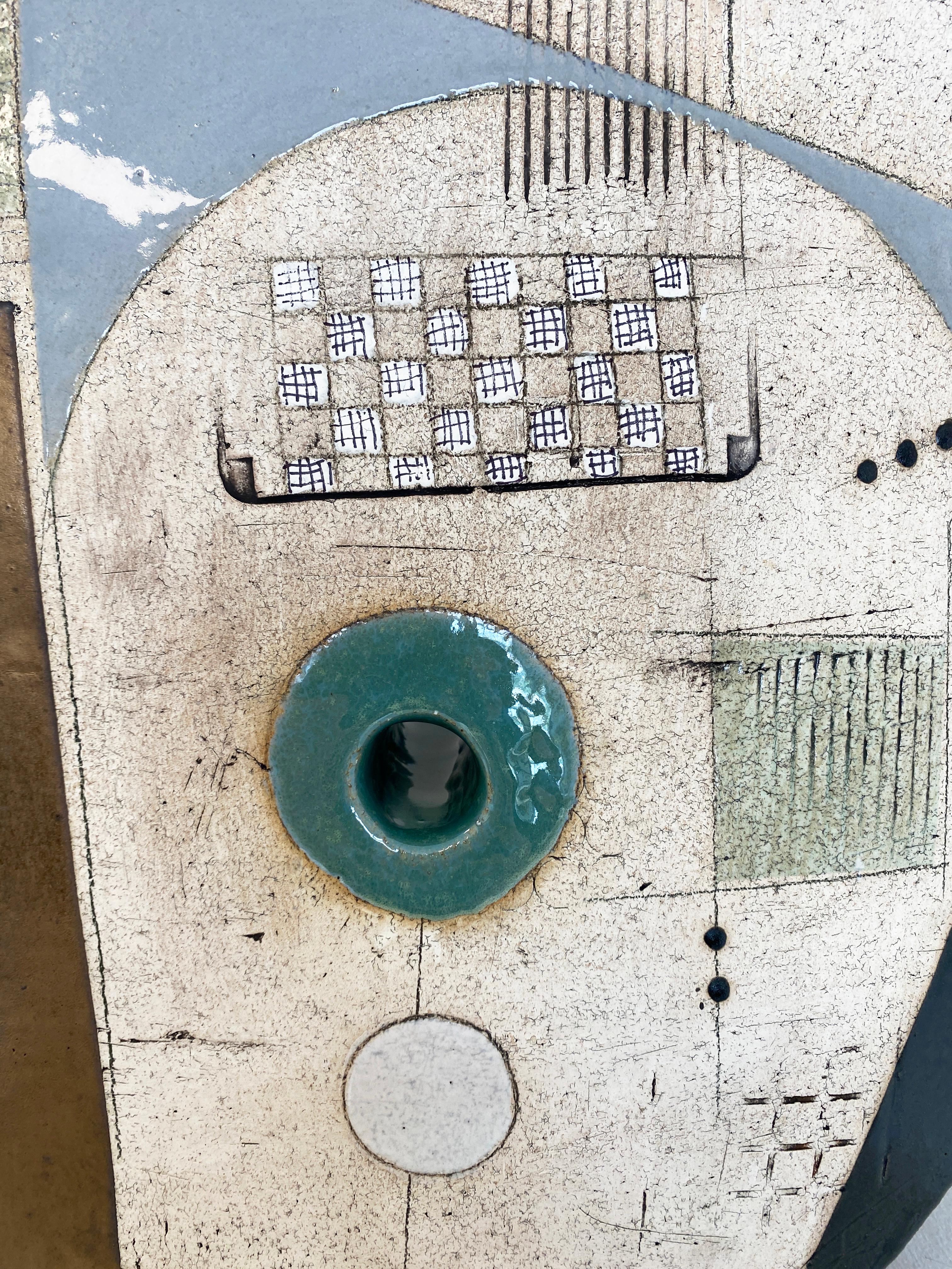 Contemporary Ceramic Abstract Sculpture by Sheryl Zacharia 'Robins Egg Moon' 8