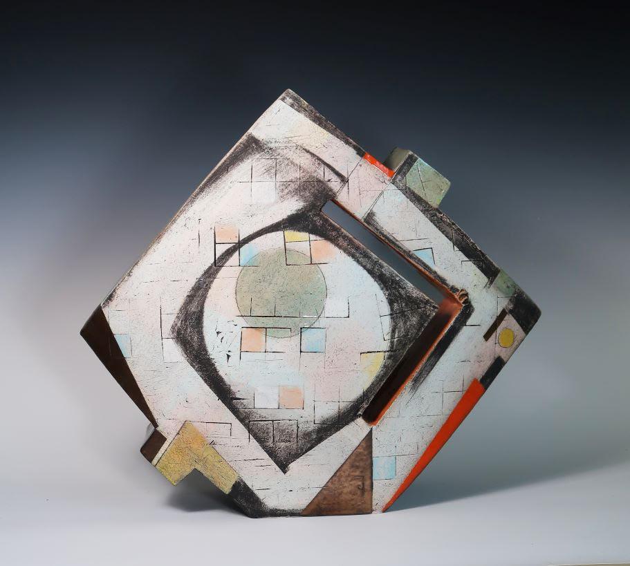 Contemporary Ceramic Abstract sculpture by Sheryl Zacharia 'Sunset Orange' 1