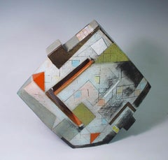 Contemporary Ceramic Abstract sculpture by Sheryl Zacharia 'Sunset Orange'