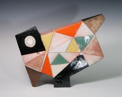 Contemporary Ceramic Abstract Sculpture by Sheryl Zacharia 'Triangular Sunset'